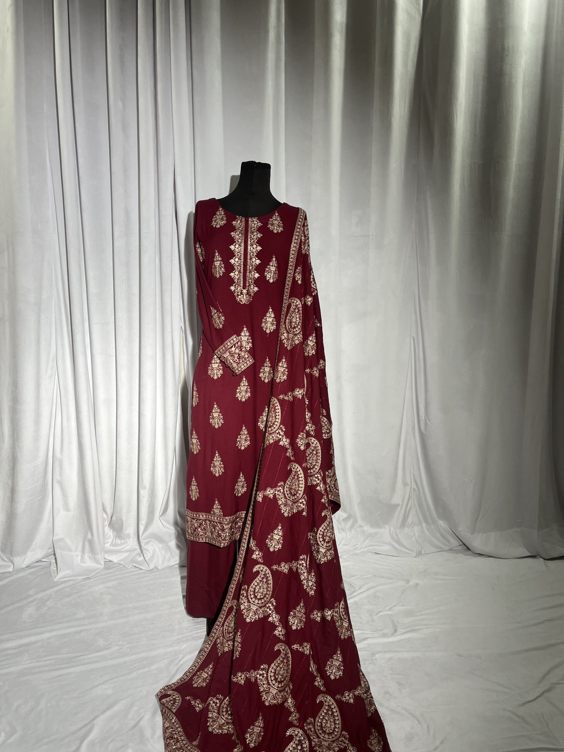 Maroon Danak Embroidered Shalwar Kameez
